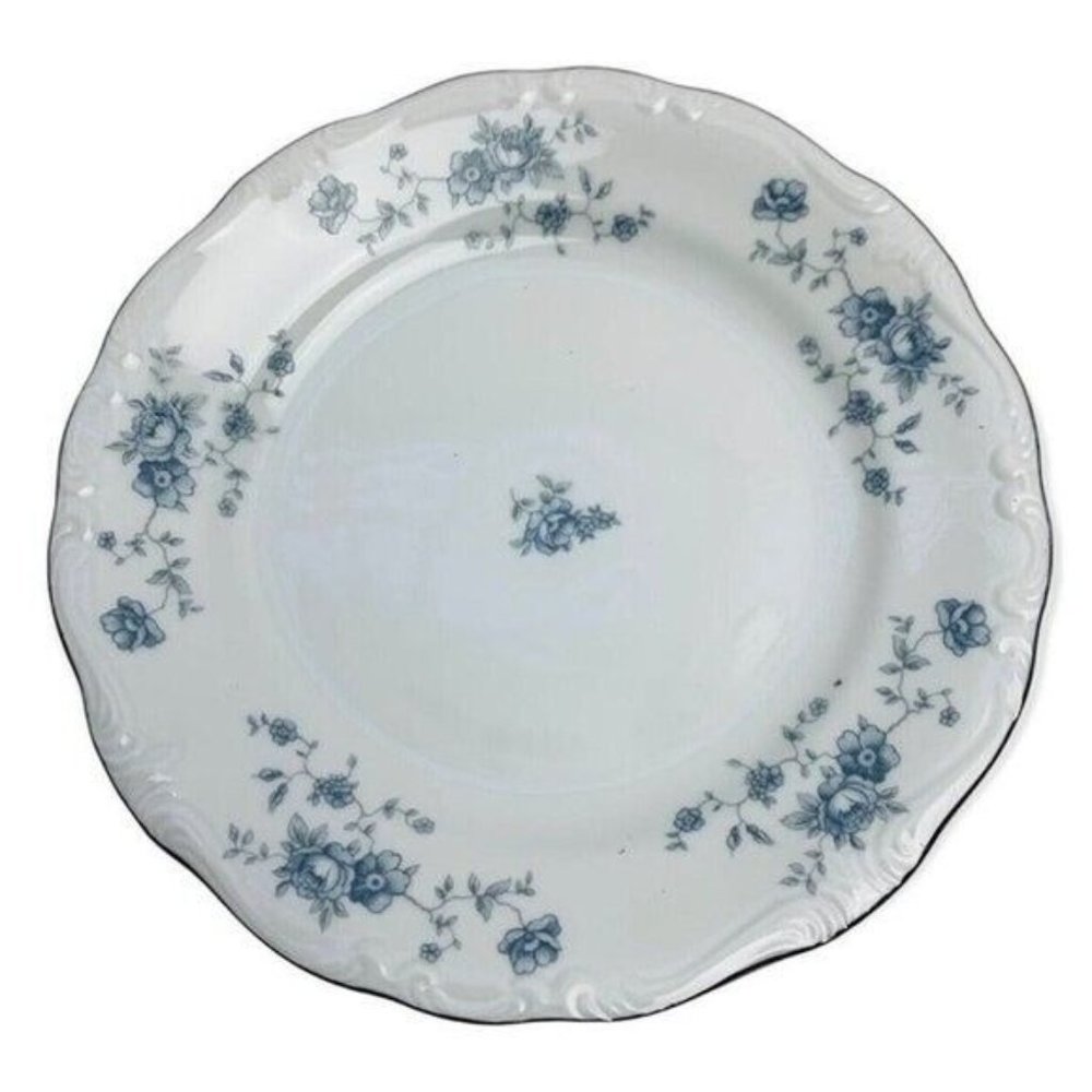 Vintage Blue Garland Bread Butter Plate Johann Haviland Bavaria Germany 6.25"